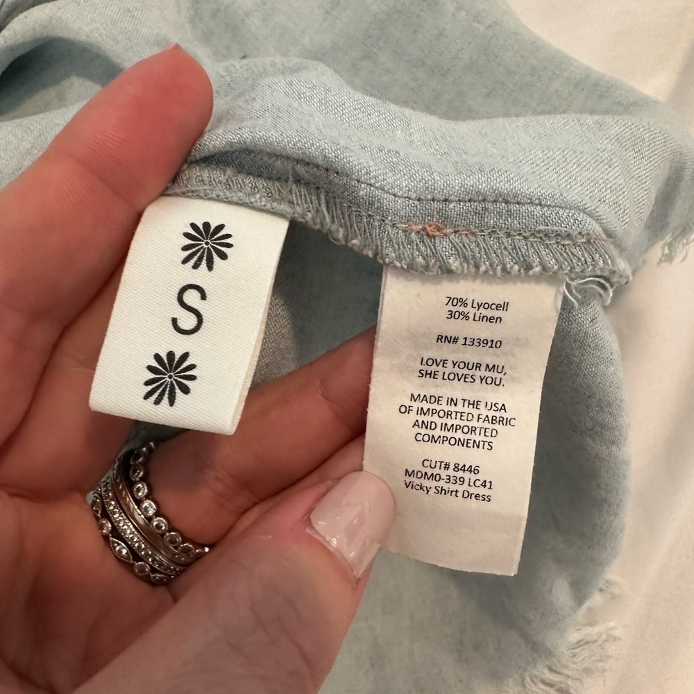 Show Me Your Mumu Vicki Mini denim Sleeveless Shirt Dress Small - Picture 10 of 10